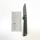 Kizer and Going Gear Begleiter 2 Dark Wash. 154cm Steel w/ course dark Micarta handles and a deep carry pocket clip.