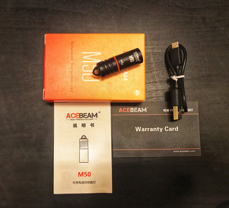 Acebeam M50 120 Lumen Rechargeable Keychain Light - 1*Nichia 219C CRI90 LED
