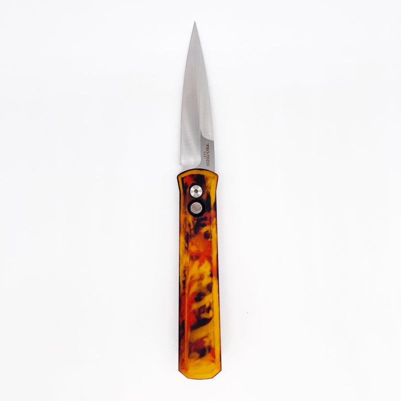Pro-Tech 921-DF1 Godfather Automatic 4in Spear Point Blade Del Fuego custom Anodize Handles