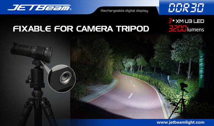 JETBeam DDR30 Digital Display Series 3 x 18650 Triple CREE XM-L2 LED F