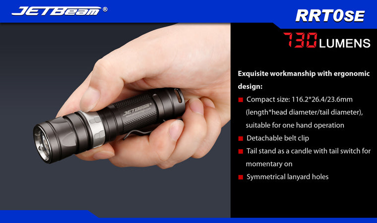 JETBeam RRT0SE 1 x AA/14500 / 1 x CR123/16340 CREE XM-L2 730 Lumen LED Flashlight