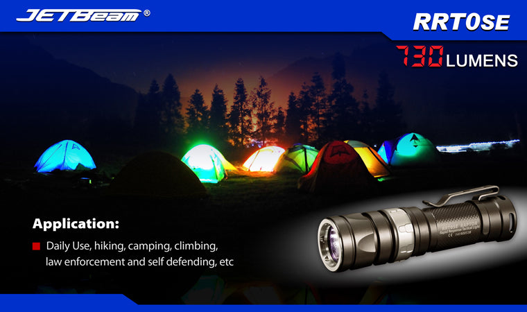 JETBeam RRT0SE 1 x AA/14500 / 1 x CR123/16340 CREE XM-L2 730 Lumen LED Flashlight