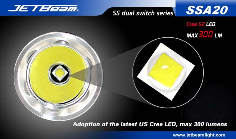 JETBeam SSA20 CREE G2 LED 300 Lumen 2 x AA Flashlight