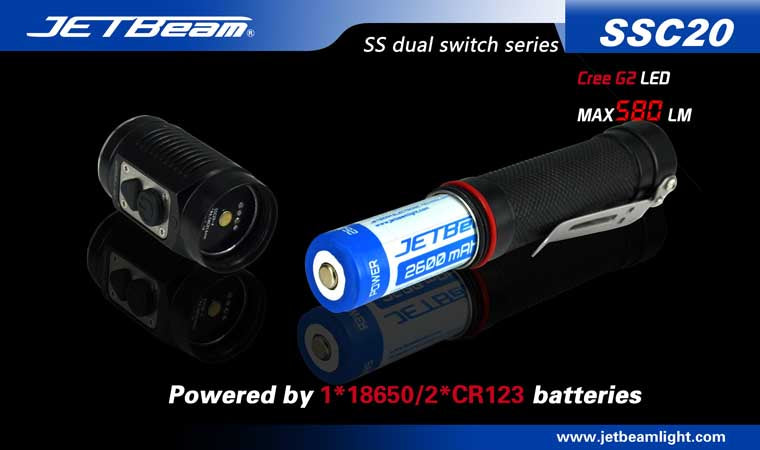 JETBeam SSC20 CREE G2 580 Lumen 2 x CR123 or 1 x 18650 Flashlight