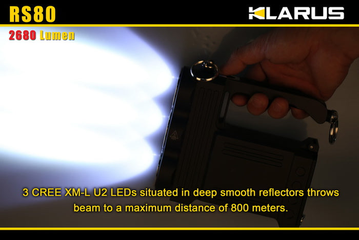 cree xm-l u2 rechargeable led flashlight gen 2 Klarus RS80 2680 Lumen Triple CREE XM-L U2 LED Rechargeable Flashlight