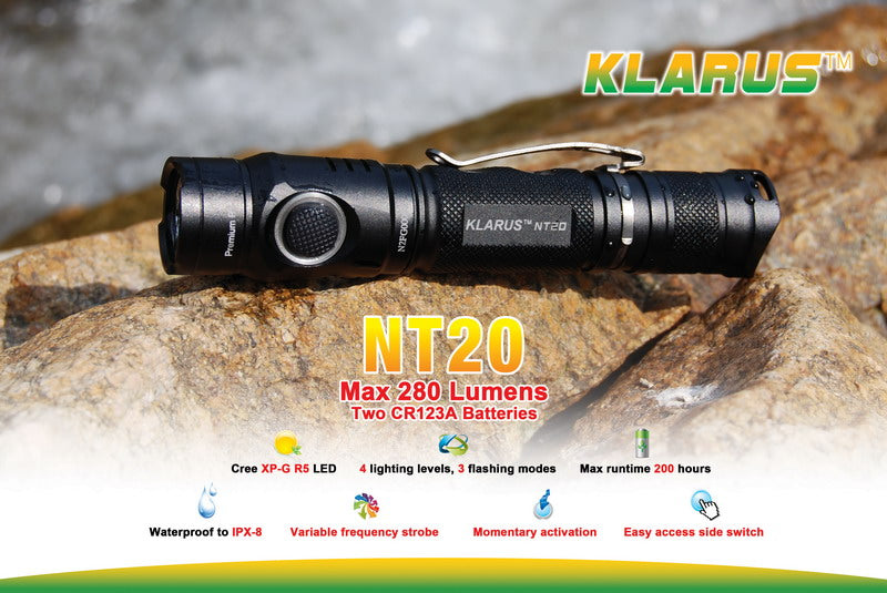 Klarus NT20 XP-G R5 2 CR123 LED Flashlight