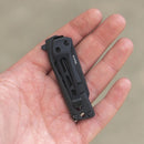 StatGear Slinger EDC Flipper Folding Knife 2in D2 Steel Blade Stainless Steel Handles - Black