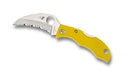 Spyderco Ladybug 3 Salt LYLS3HB Hawkbill Knife 1-15/16" H1 Serrated Blade, Yellow FRN Handles