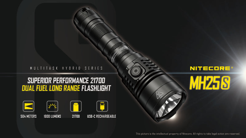 Nitecore MH25S 1800 Lumen Type-C Rechargeable Flashlight 21700 Battery Included