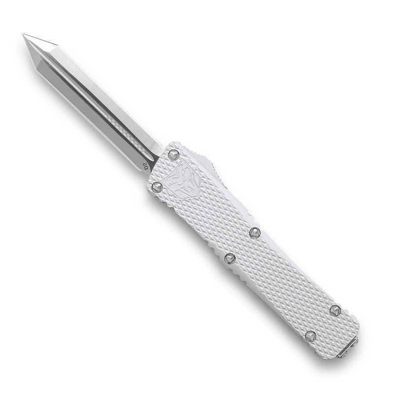 CobraTec Mini Mamba Dual Action OTF Knurled D2 Silver Handles / D2 Steel Blade 2.2in