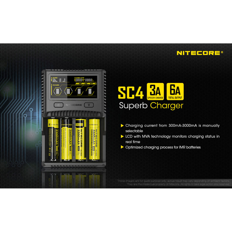 Nitecore SC4 Superb Charger – 4-Slot Universal Fast Battery Charger with LCD Display