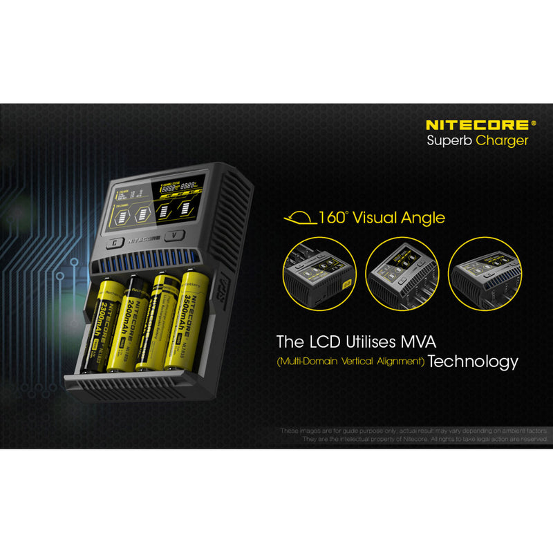Nitecore SC4 Superb Charger – 4-Slot Universal Fast Battery Charger with LCD Display