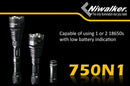 Niwalker 750N1 1/2 x 18650 720 Lumen XM-L U2 LED Flashlight