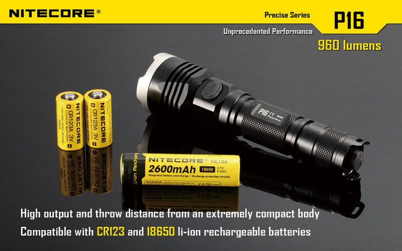 Nitecore P16 XM-L2 960 Lumen 1 x 18650 or 2 x CR123 Flashlight