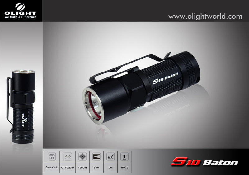olight cr123a flashlight Olight S10 Baton 1 x CR123 XM-L 320 Lumen LED Flashlight