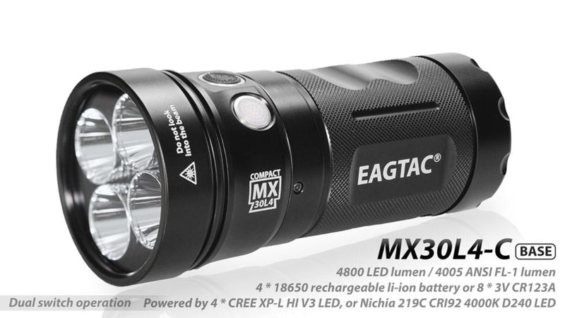 Eagletac MX30L4-C 4800 Lumen 4 x 18650 CREE XP-L Hi LED Flashlight
