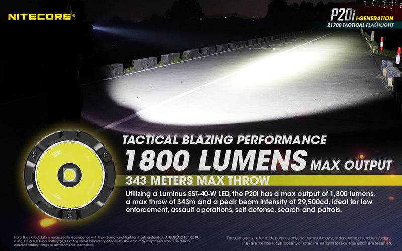 Nitecore P20i 1800 Lumen USB-C Rechargeable LED Flashlight 1 * 21700 Battery -  Luminus SST-40-W LED