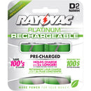 Rayovac D NiMh Platinum Rechargable Batteries- 2 pack