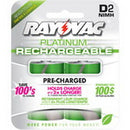 Rayovac D NiMh Platinum Rechargable Batteries- 2 pack