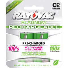 Rayovac C NiMh Platinum Rechargable Batteries- 2 pack