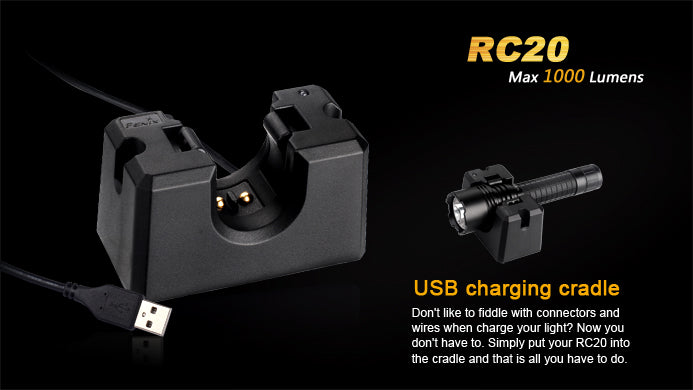 Fenix RC20 1000 Lumens CREE XM-L2 U2 LED USB Rechargeable Flashlight