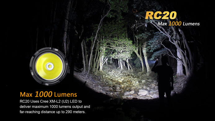 Fenix RC20 1000 Lumens CREE XM-L2 U2 LED USB Rechargeable Flashlight