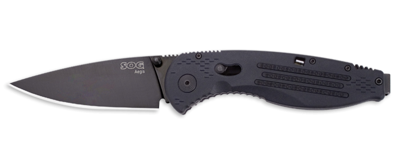 SOG Aegis Black TiNi Assisted Opening Folding Knife 3.5in AUS 8 Steel Blade - AE02-CP