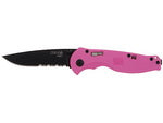 SOG Flash I 1/2 Serrated Black TiNi Assisted Opening Knife-Pink