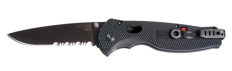 SOG Flash II 1/2 Serrated Black Blade TiNi Assisted Opening Knife