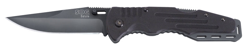SOG Salute Lockback Folding Knife Black Oxide - 3.625in Blade