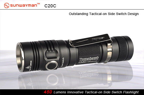 Sunwayman C20C CREE XM-L2  2 x CR123 / 1 x 18650 481 Lumen LED Side Switch Flashlight