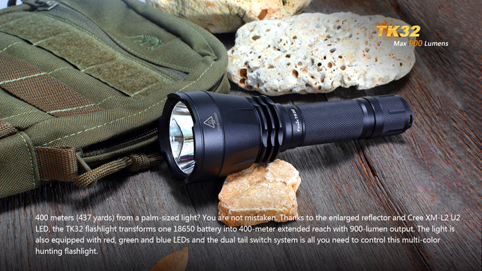 Fenix TK32 2 x CR123 / 1 x 18650 CREE XM-L2 U2 900 Lumen Multi Color LED Flashlight