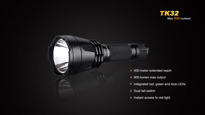 Fenix TK32 2 x CR123 / 1 x 18650 CREE XM-L2 U2 900 Lumen Multi Color LED Flashlight
