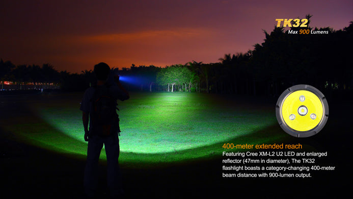 Fenix TK32 2 x CR123 / 1 x 18650 CREE XM-L2 U2 900 Lumen Multi Color LED Flashlight