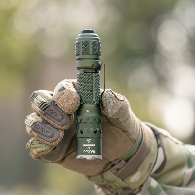 Weltool T2 TAC OD Green Tactical Flashlight – 1,900 Lumens, 431m Beam, Battery Charger Included
