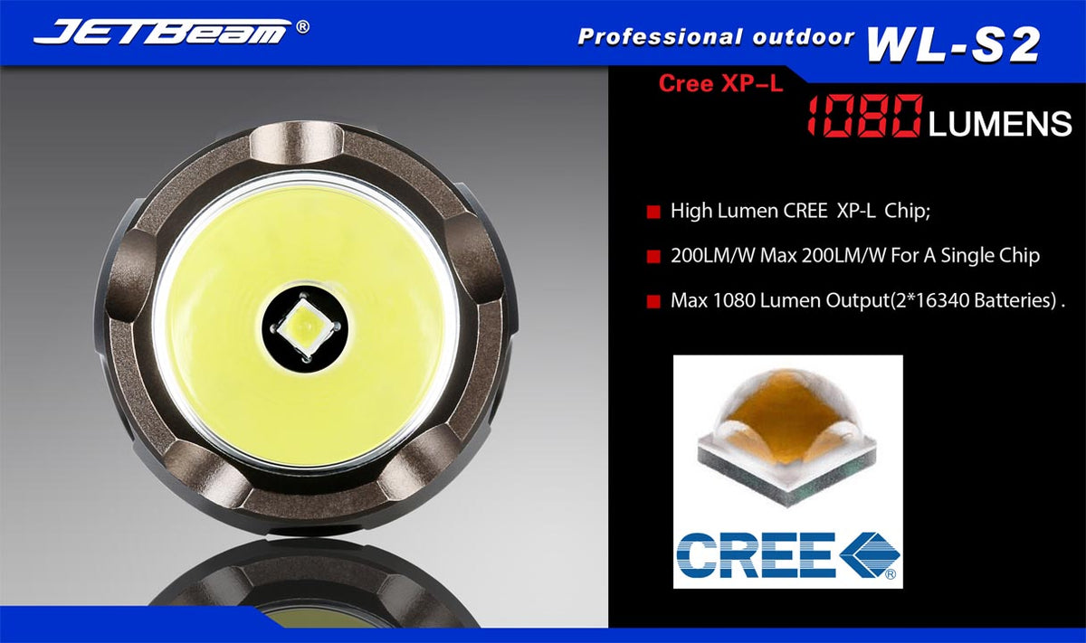 Lampe Torche JETBeam SSC10 - 300 Lumens, LED CREE G2 - Fonctionne Sur Pile CR123a - Compacte Et Puissante