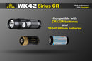XTAR WK42 Sirius CR 300 Lumen 1 x CR123A/16340